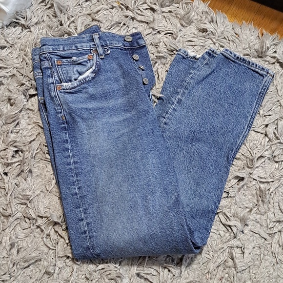 Agolde Women's Medium Blue High-Rise Denim Jeans - Picture 2 of 3